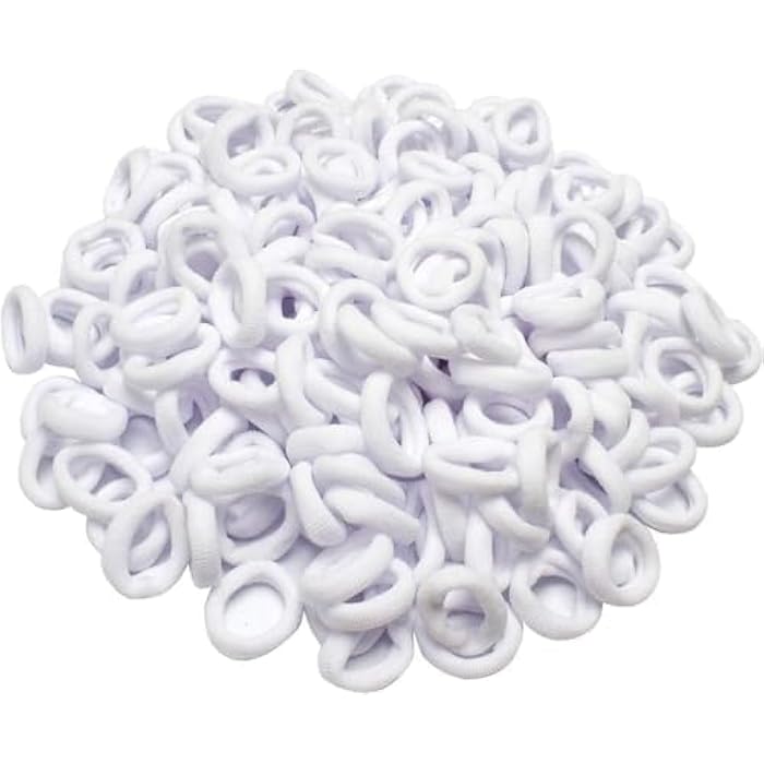 42Pcs Seamless Mini Hair Ties Elastic Hair Bands Ponytail Holders for Kids Baby Girls White Color - Image 2
